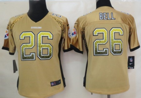 Nike Pittsburgh Steelers #26 LeVeon Bell 2013 Drift Fashion Yellow Womens Jersey