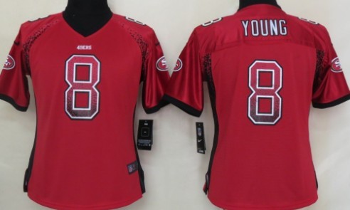 Nike San Francisco 49ers #8 Steve Young 2013 Drift Fashion Red Womens Jersey