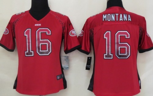 Nike San Francisco 49ers #16 Joe Montana 2013 Drift Fashion Red Womens Jersey