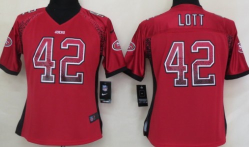 Nike San Francisco 49ers #42 Ronnie Lott 2013 Drift Fashion Red Womens Jersey