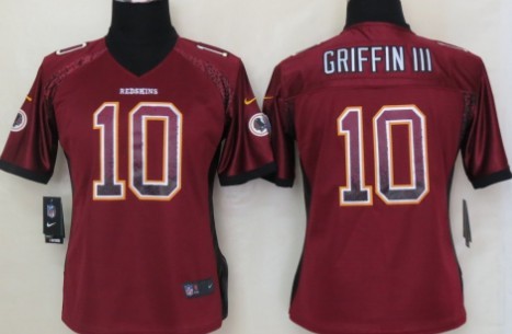 Nike Washington Redskins #10 Robert Griffin III 2013 Drift Fashion Red Womens Jersey