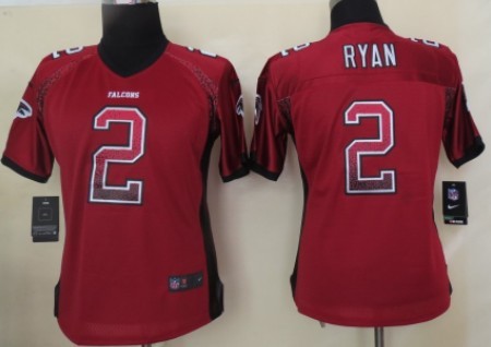 Nike Atlanta Falcons #2 Matt Ryan 2013 Drift Fashion Red Womens Jersey