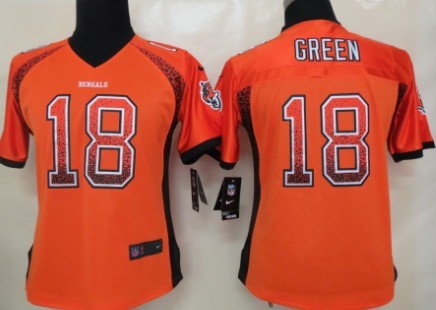Nike Cincinnati Bengals #18 A.J. Green 2013 Drift Fashion Orange Womens Jersey