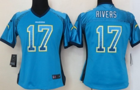 Nike San Diego Chargers #17 Philip Rivers 2013 Drift Fashion Blue Womens Jersey