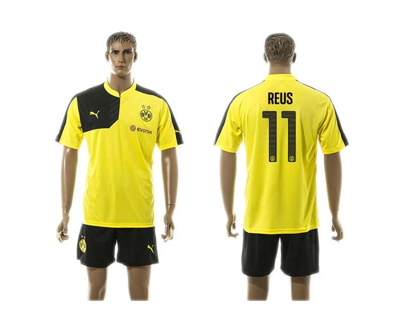 2015-2016 Borussia Dortmund Yellow Soccer Jersey Uniform #11 Reus