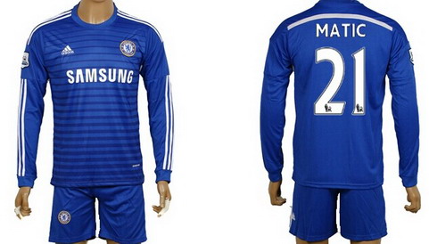 2014/15 Chelsea FC #21 Matic Home Long Sleeve Shirt Kit