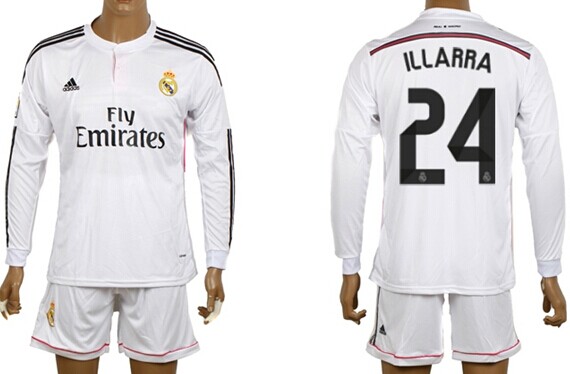 2014/15 Real Madrid #24 Illarra Home Soccer Long Sleeve Shirt Kit