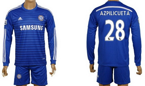 2014/15 Chelsea FC #28 Azpilicueta Home Long Sleeve Shirt Kit