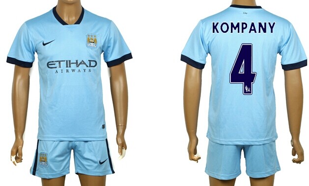 2014/15 Manchester City #4 Kompany Home Soccer Shirt Kit