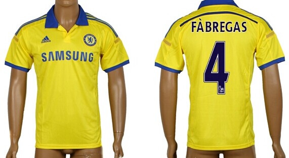 2014/15 Chelsea FC #4 David Luiz Away Yellow Soccer AAA+ T-Shirt