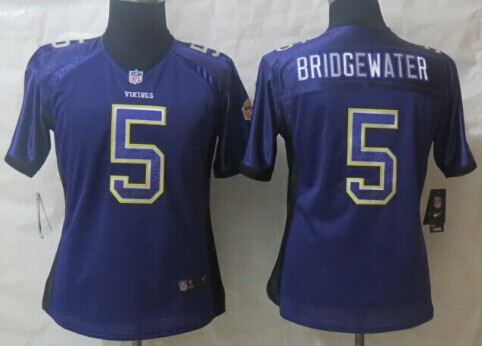 Nike Minnesota Vikings #5 Teddy Bridgewater 2013 Drift Fashion Purple Womens Jersey