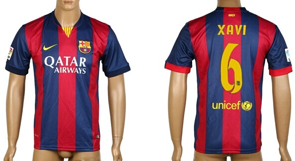 2014/15 FC Bacelona #6 Xavi Home Soccer AAA+ T-Shirt