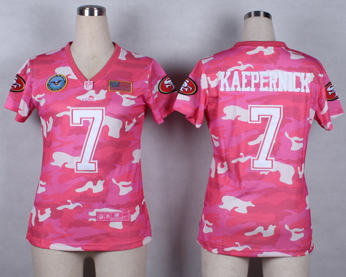 Nike San Francisco 49ers #7 Colin Kaepernick 2014 Salute to Service Pink Camo Womens Jersey
