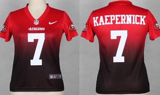 Nike San Francisco 49ers #7 Colin Kaepernick Red/Black Fadeaway Womens Jersey