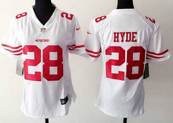 Women's San Francisco 49ers #28 Carlos Hyde Nike White Game Jersey
