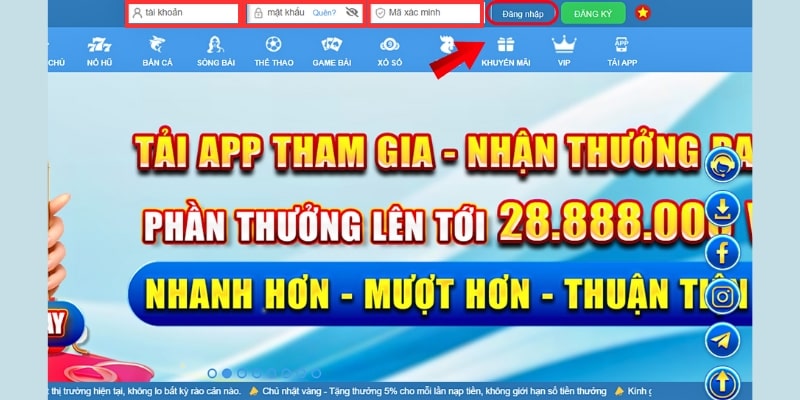 đăng nhập vin777 Điền thông tin đăng nhập trên hệ thống